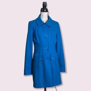 LG Tulle Wool Royal Blue Trench Coat